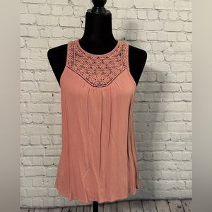 Massimo Pink Sleeveless Top With Lace Detail Size Large